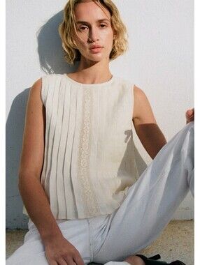 Sezane MOLLY Blouse - Ecru - Linen